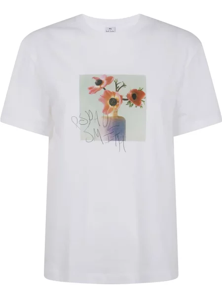 Tricou Ps Paul Smith cu model floral cu imagine alb
