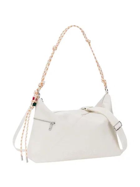 Geanta crossbody Desigual cu autograf alb