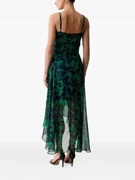 Rochie Morgan cu model floral cu imagine asimetrică verde
