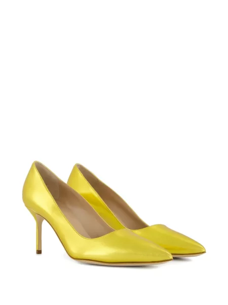 Pantofi cu toc Manolo Blahnik din piele galben
