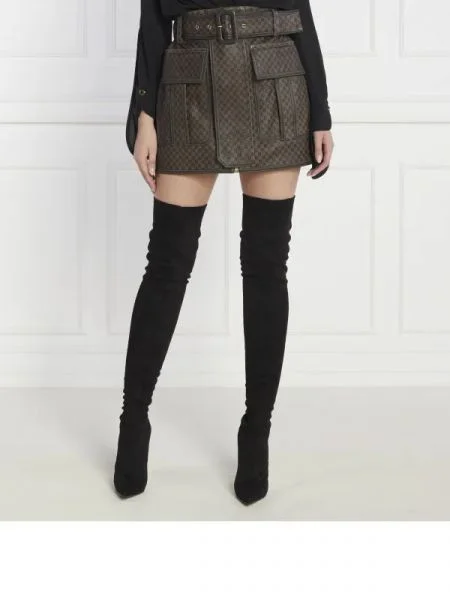 Balmain De piele fustă maro
