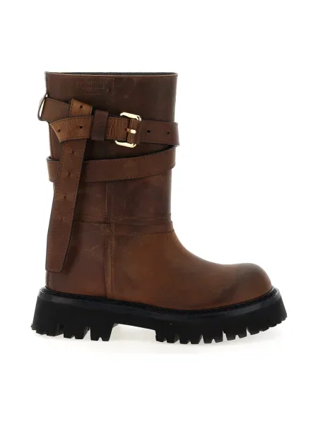 Kozaki Moschino skórzane brązowe