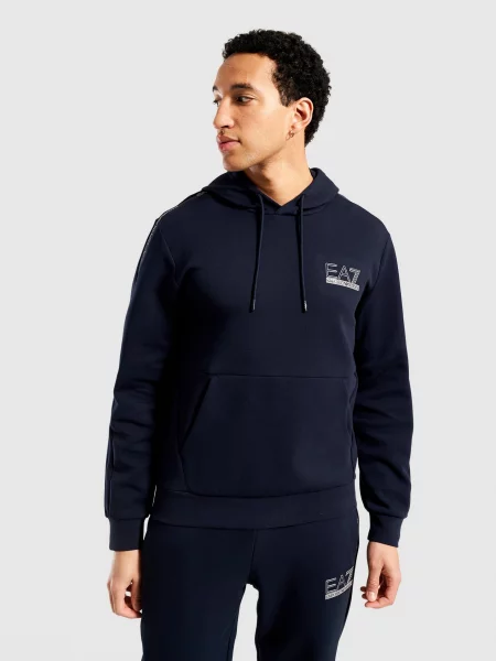 Emporio Armani 7 Bluza Z Kapturem Tape granatowa