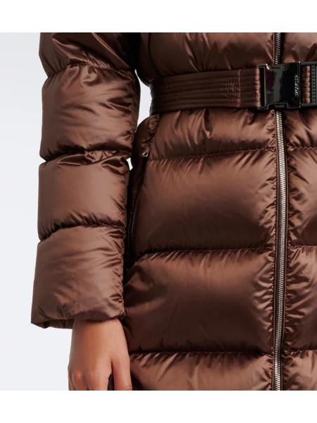 Haină din piele de oaie Moncler din piele de oaie maro