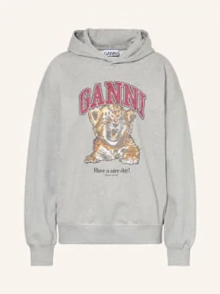 Ganni Bluza Z Kapturem grau szara
