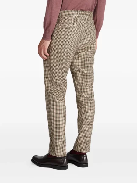 Pantaloni Slowear de lână în carouri maro