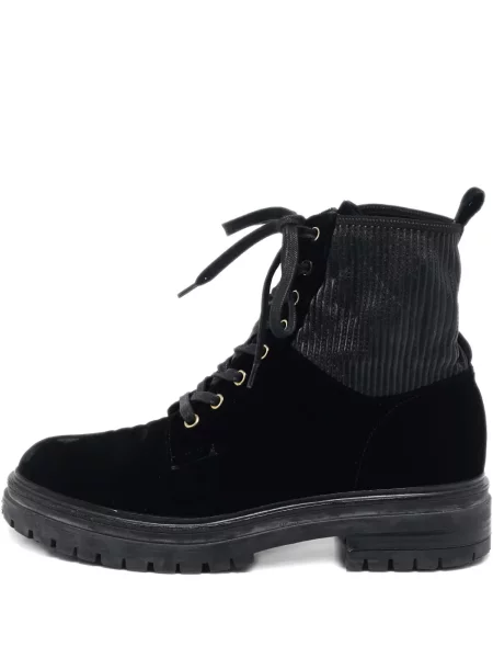 Botine Gianvito Rossi cu șireturi de catifea negru