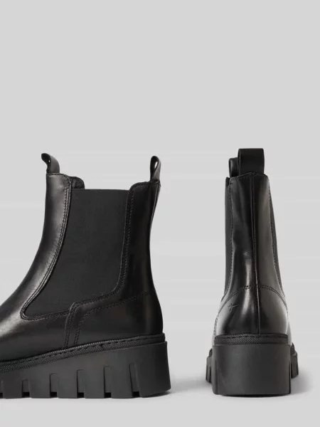 Buty chelsea z naturalnej skóry ze skóry bydlęcej Tamaris czarne