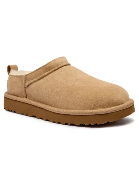UGG papuci din piele întoarsă Classic Micro bej