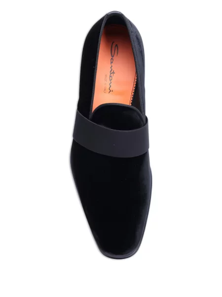 Pantofi loafer Santoni de catifea negru
