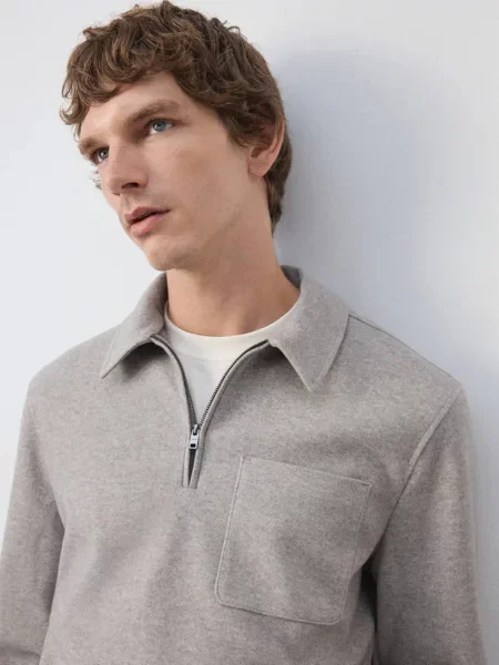 Bluza regular fit z kieszenią jasny / pastelowy Mężczyzna S MANGO MAN szary