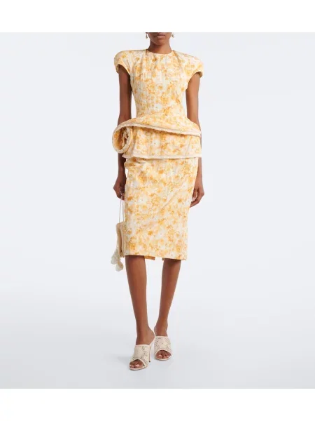Rochie midi Magda Butrym cu model floral galben