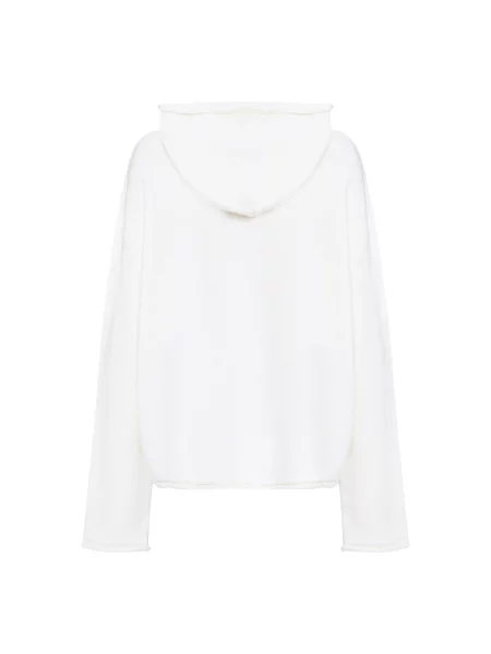 Bluza z kapturem Mm6 Maison Margiela wełniana z kapturem z logo biała