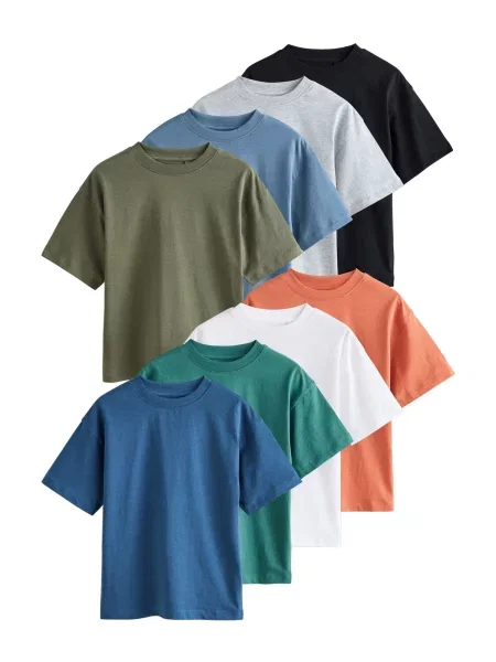 Next Tricou albastru / opal / gri amestecat / oliv / verde smarald / corai / negru alb
