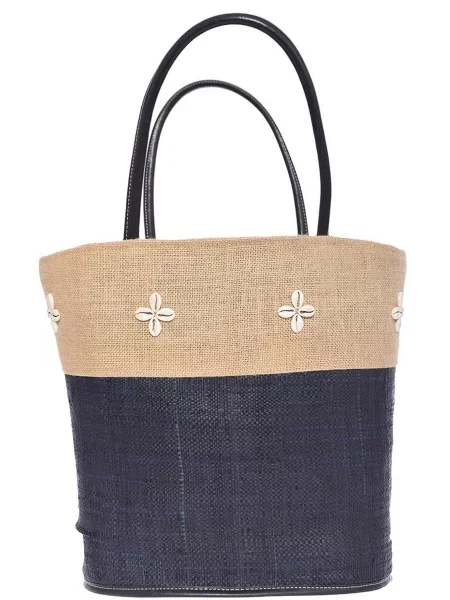 Le Comptoir de la plage Пляжна сумка Shelly_Noir Солома чорний