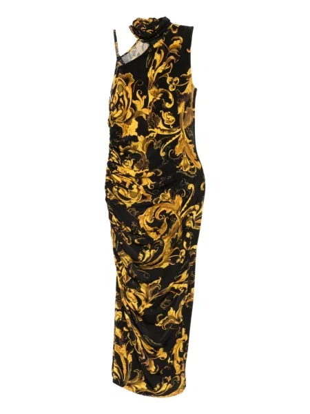 Sukienka jeansowa Versace Jeans Couture z nadrukiem garniturowa czarna