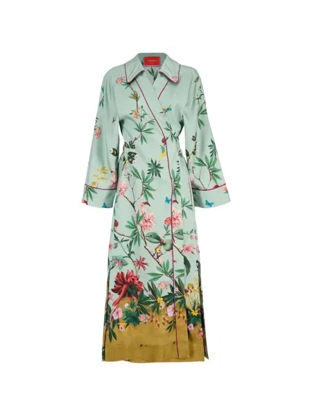 Sukienka midi La Doublej w kwiatki do kolan garniturowa niebieska