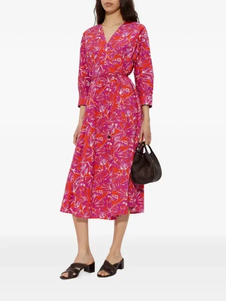 Rochie midi Max Mara cu decolteu în V roz