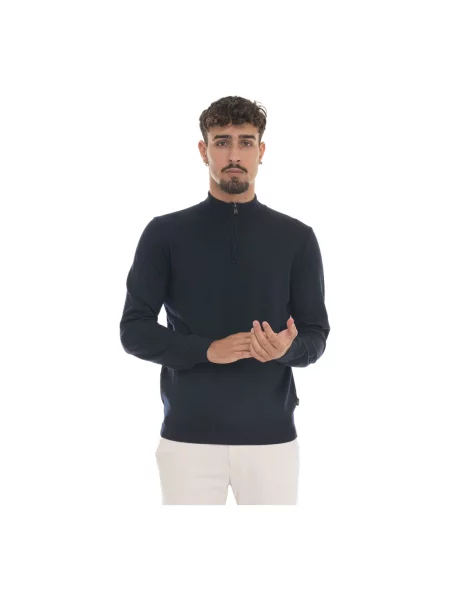 Sweter Boss z logo niebieski