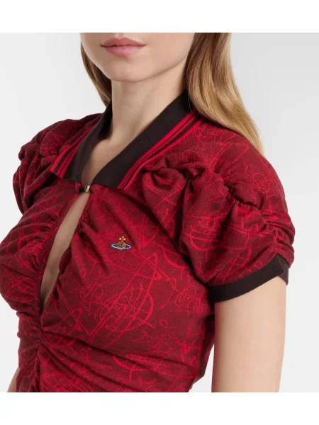 Žakárové oblekové midi šaty Vivienne Westwood po kolená červená