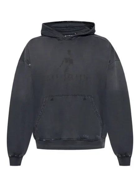 Суичър с качулка Misbhv с протрити краища черно