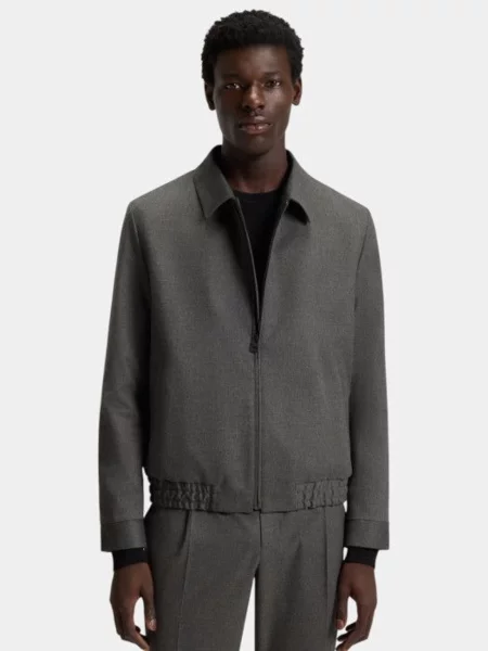 Демісезонна куртка HUGO поліестер/еластан сірий