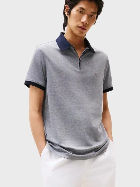 Поло Tommy Hilfiger из твилла серое