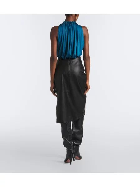 Fustă din piele Balmain drapată negru