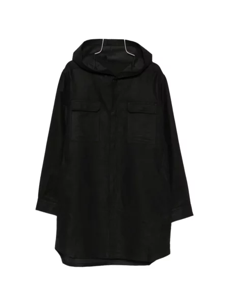 Palton Rick Owens cu glugă negru