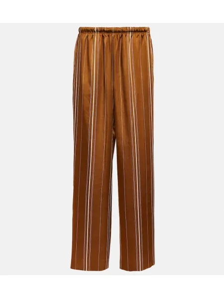 Pantaloni Vince cu talie înaltă cu dungi maro