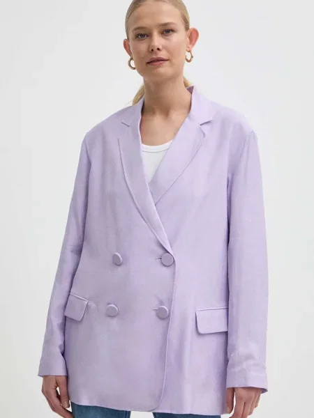 Armani Exchange sacou cu doua randuri de neted violet