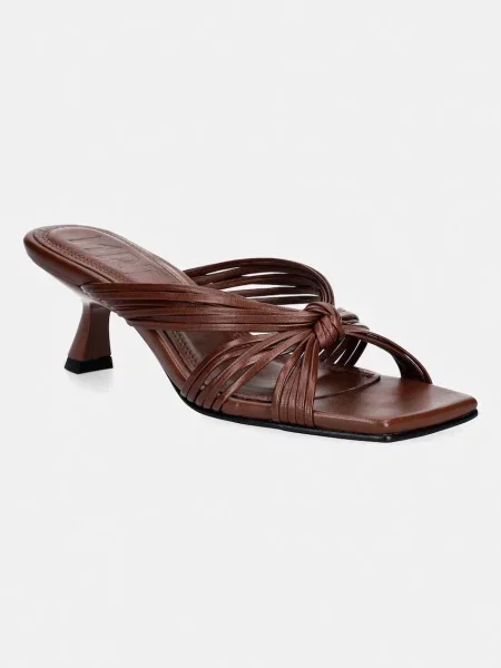 Souliers Martinez șlapi de piele AMANDA maro