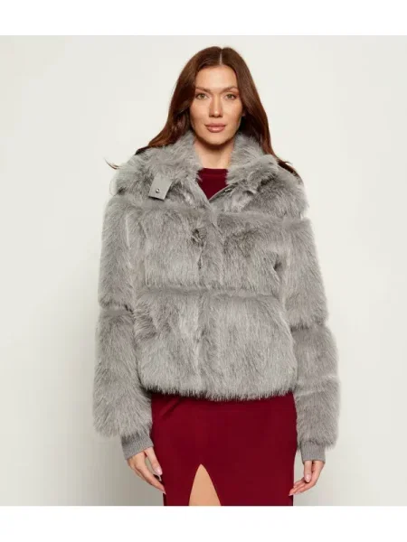 Palton de blană Patrizia Pepe cu blană gri