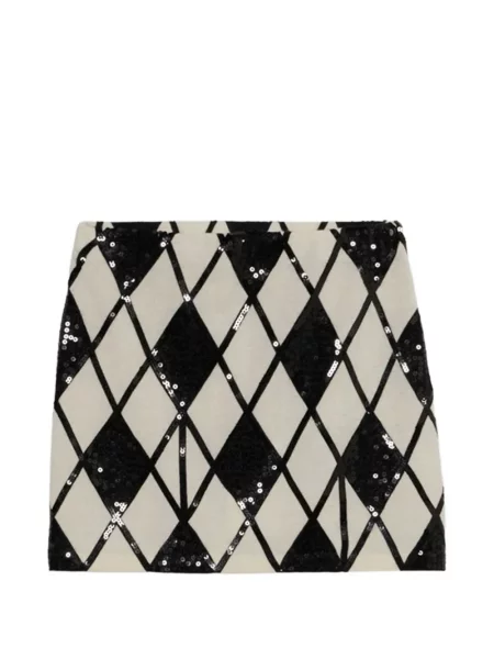 Fusta mini Blumarine cu paiete tricotate alb