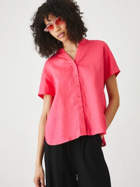 Льняна блузка Medicine однотонна помаранчевий