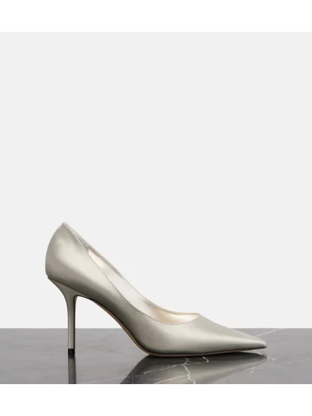 Pantofi cu toc Jimmy Choo din satin argintiu