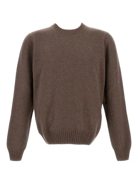 Sweter Gran Sasso z kaszmiru z okrągłym dekoltem brązowy