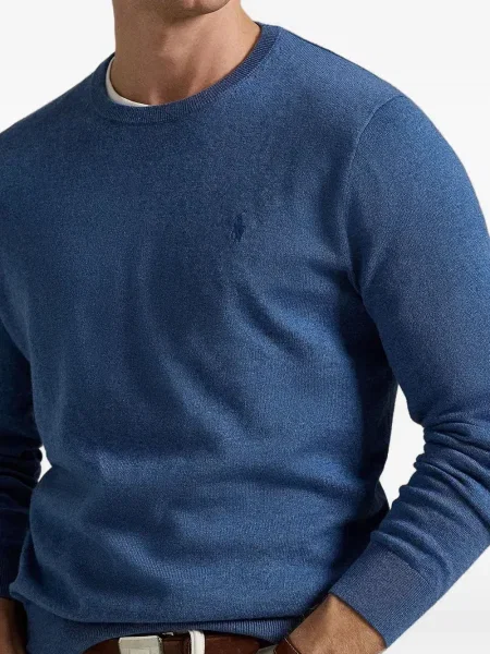 Tricou Polo Ralph Lauren cu decolteu rotund de mătase cu dungi alb
