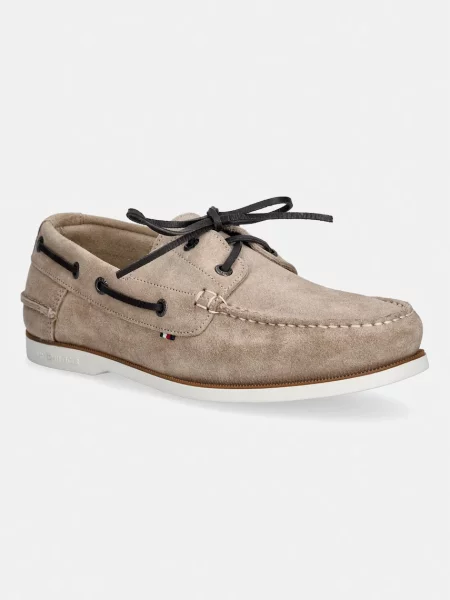 Tommy Hilfiger mokasini semišasti TH BOAT SHOE CORE SUEDE bež