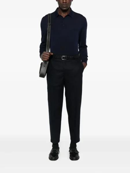 Lung tricou polo Kiton albastru