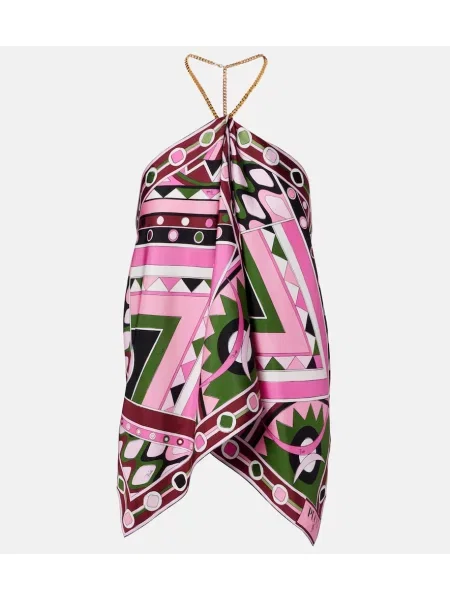 Satynowy top Pucci z nadrukiem różowy