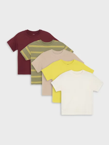 Sinsay trička loose s krátkým rukávem 5 pack hnědá