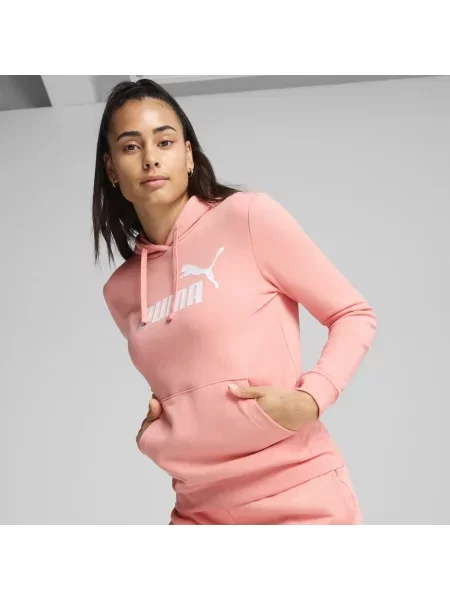 PUMA bluza z kapturem z logo ESS Odzież różowy