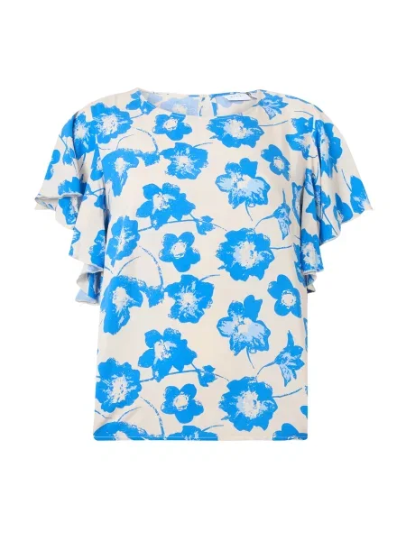 VILA Bluză VIPERRY fildeş / azur / deschis albastru