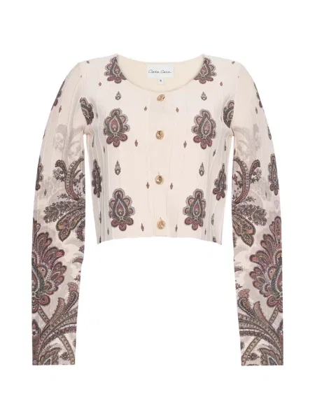Cardigan Cara Cara cu imagine cu model paisley roz