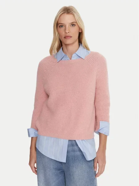 Sweter z dzianiny o kroju regular fit z dodatkiem wełny model ‘XENO’ Weekend Max Mara różowy