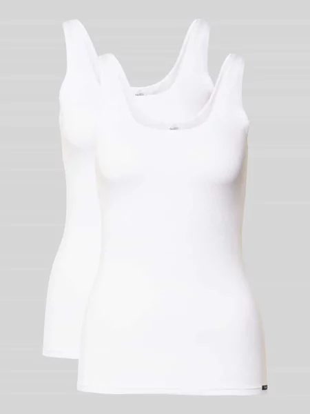 Top Skiny z logo biały