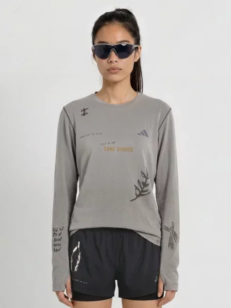 Adidas Tričko S Dlouhým Rukávem šedá