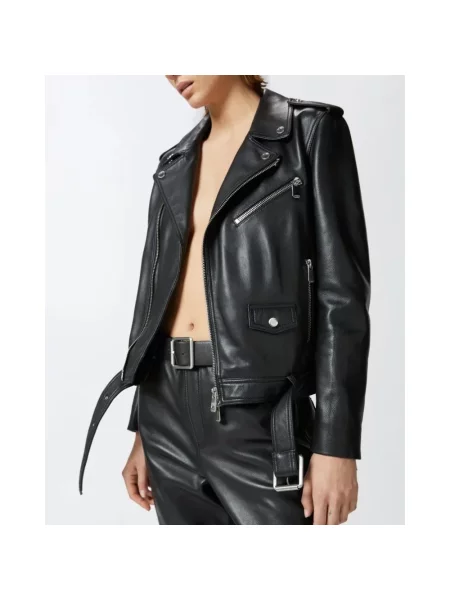 Kurtka skórzana Pinko biker czarna