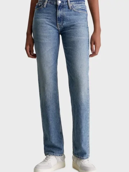 Прямые джинсы Calvin Klein Jeans с низкой посадкой синие
